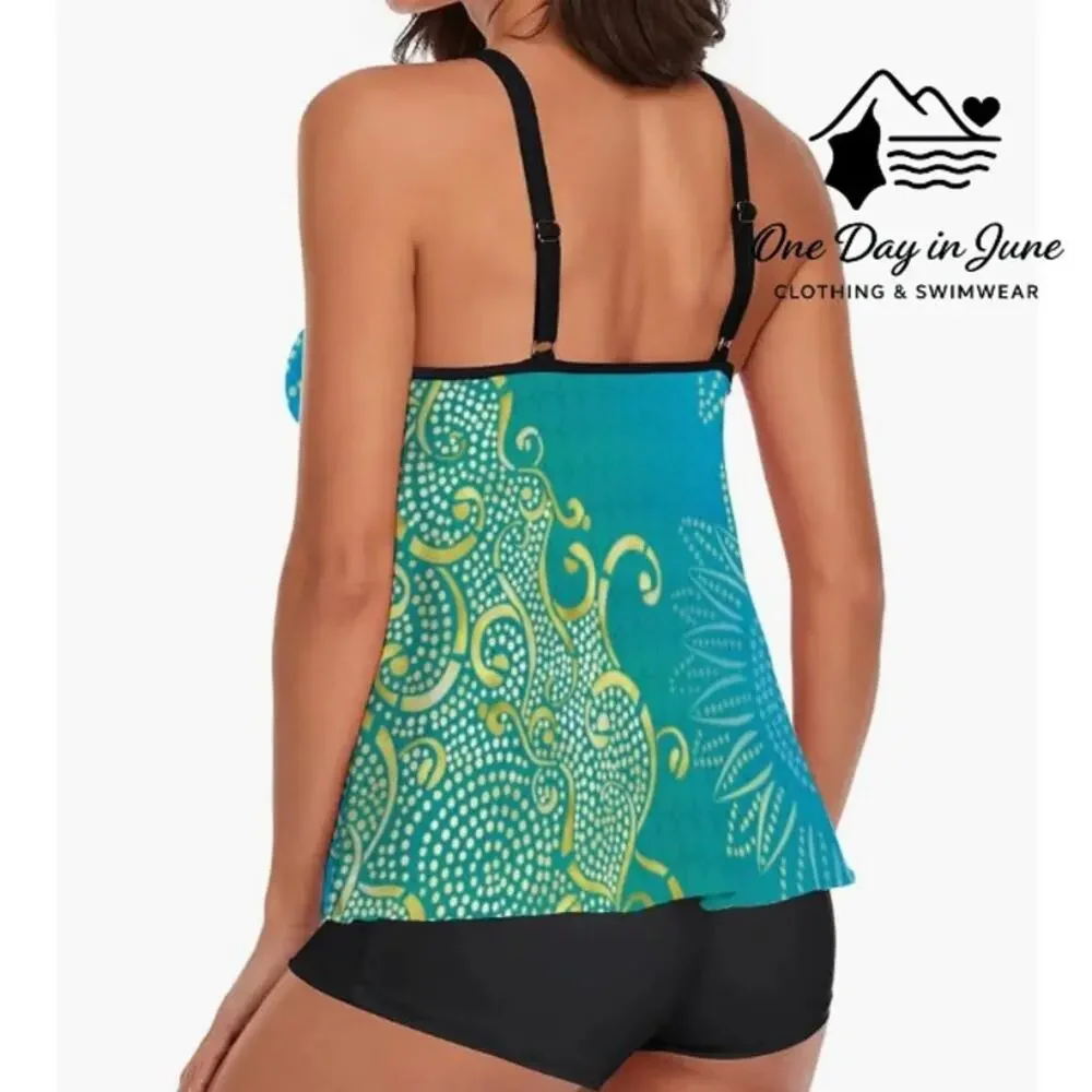 American Trends Plus Size Boyshort Tankini Swimsuit Size XXL